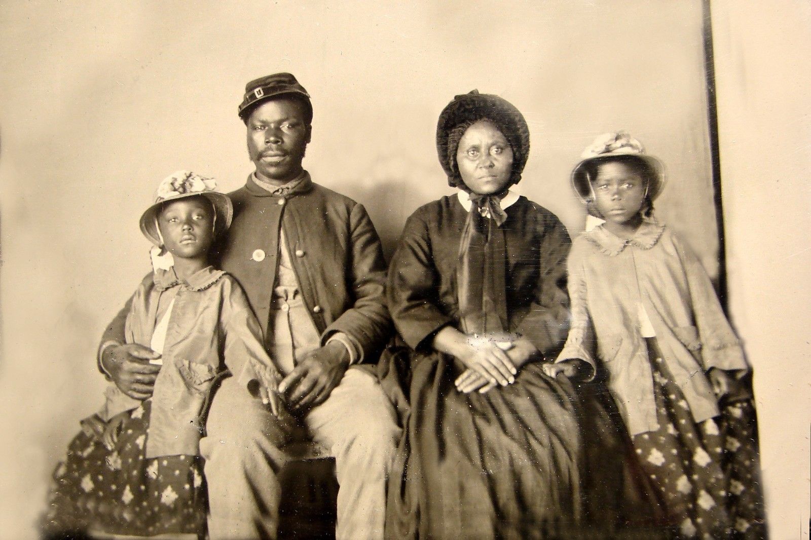 American Civil War Soldier with his wife and daughters circa 1863