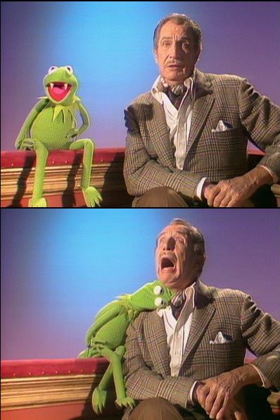 Vincent Price and Kermit the Vamp get freaky, circa 1977.