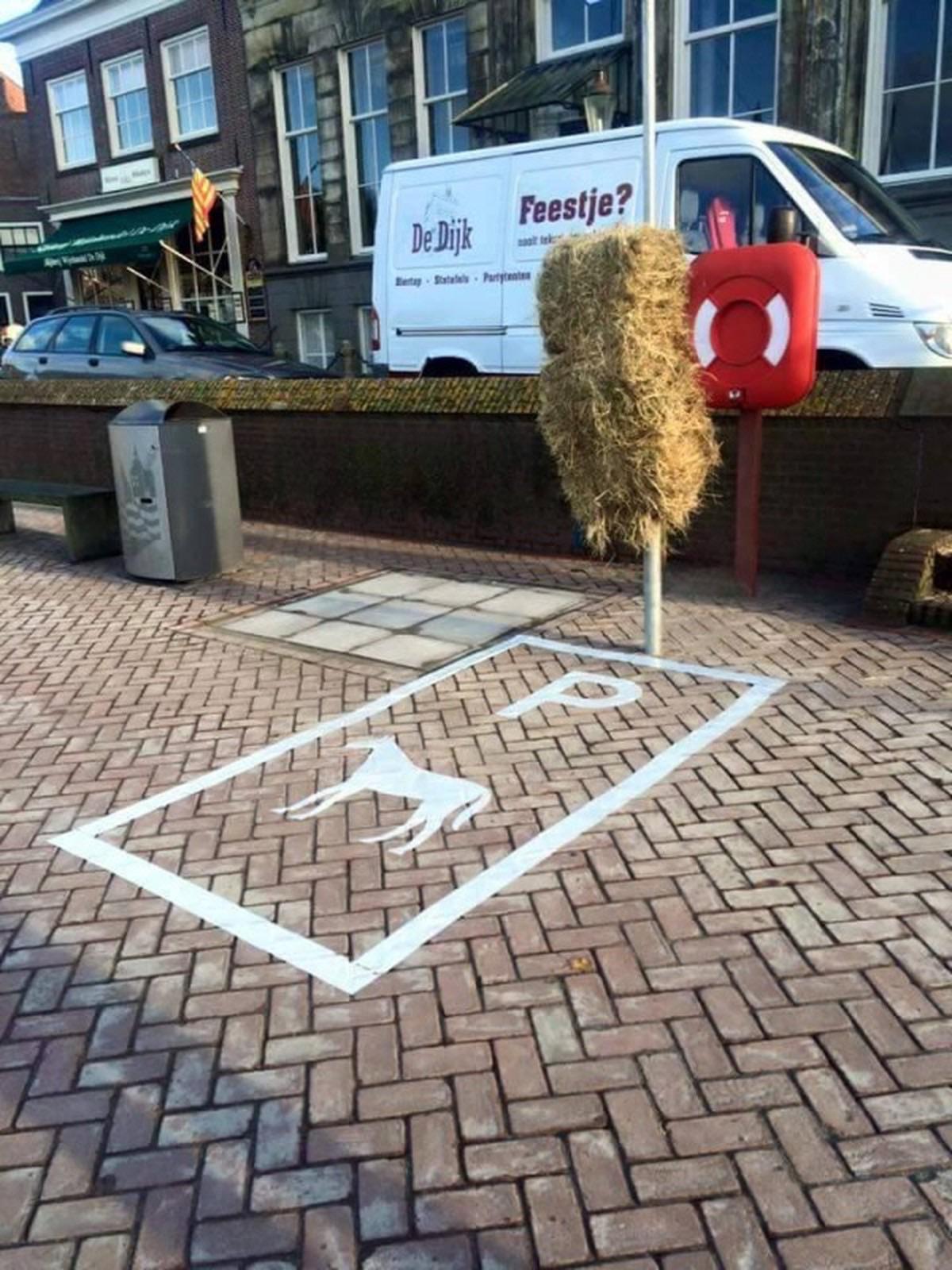 Parking spot for horses in the Netherlands.