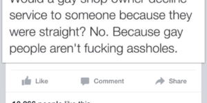 Gay people aren’t fucking assholes!