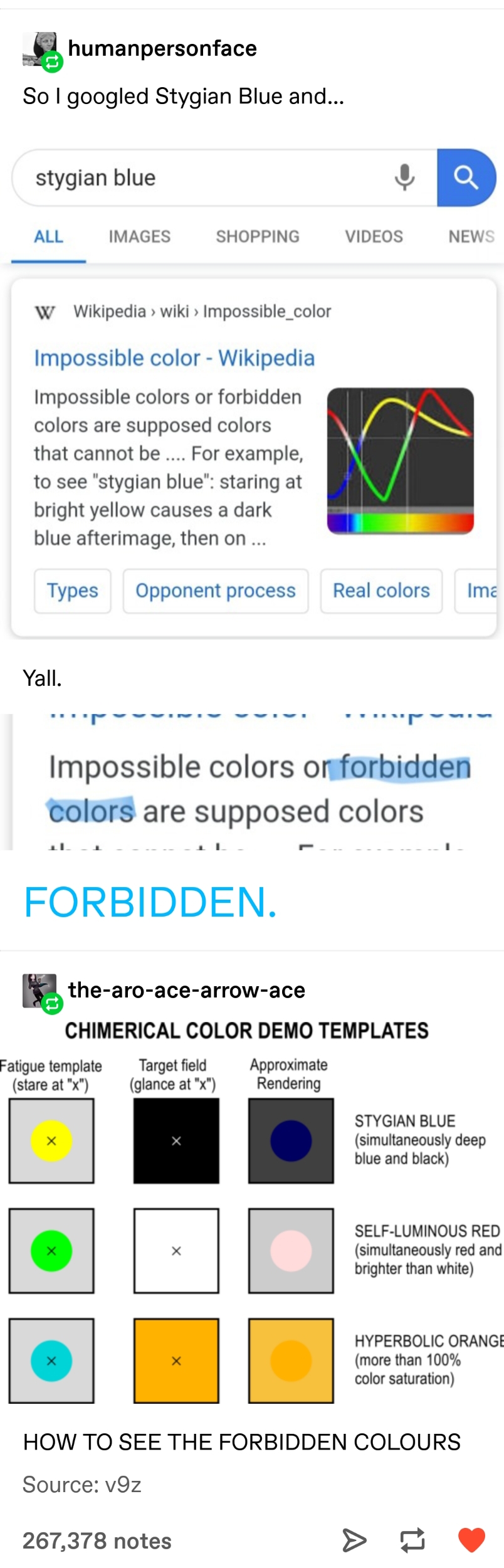 Forbidden colours, a guide.