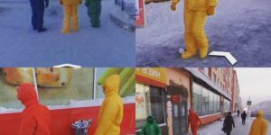 In Norilsk, Siberia,  people dressed in Google colored suits and followed the Google Street camera around town.