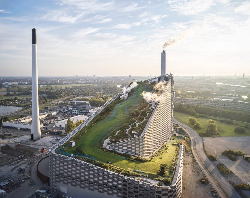 A Ski slope built on top of a power plant in Copenhagen.
