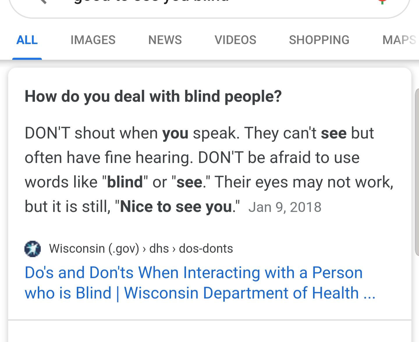 It's OK to interact with blind people.