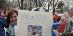 This teacher’s protest sign