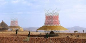 These bamboo towers can capture 25 gallons of condensation per day.