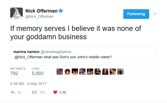 Nick Offerman responds in kind.