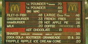 Mcdonald’s menu in 1972.