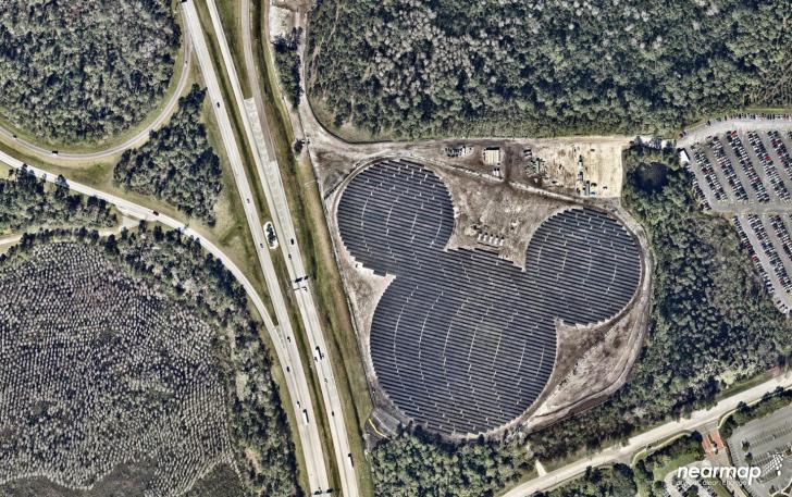 This is what Disney World's solar farm looks like from the sky.