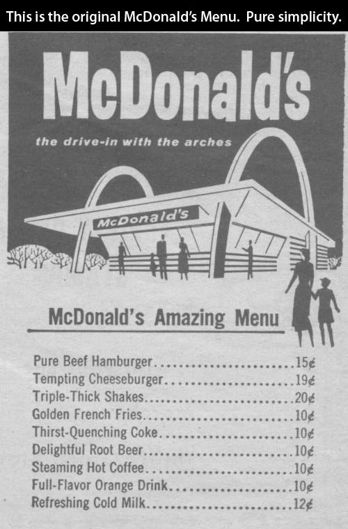 The original McDonalds menu.