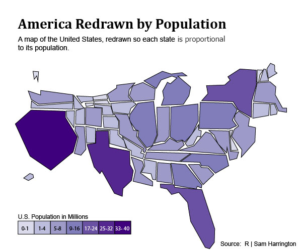 America Redrawn by State Population