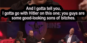 Opening with Hitler joke on Swedish television.