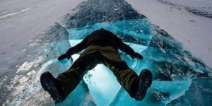 Chilling out on the Dettah Ice Road, Yellowknife, Canada.