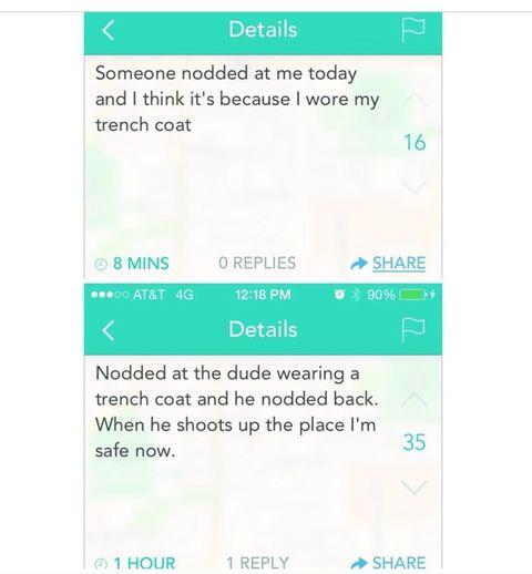 Tip: nod at people in trenchcoats