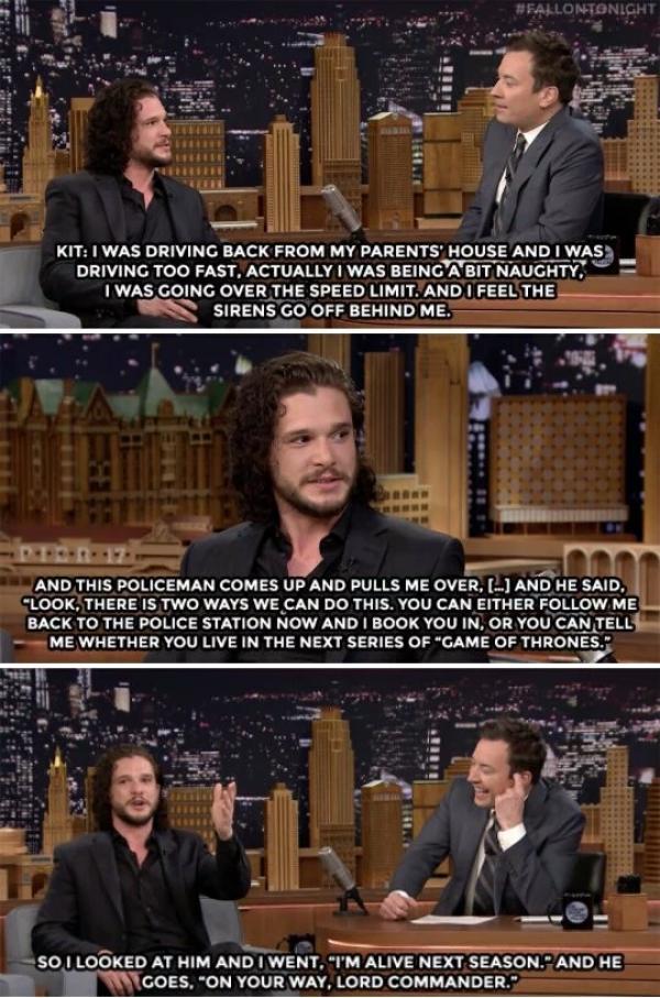 Jon Snow does know how to deal with cops. GoT spoilers