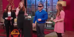 Visually impaired man sees his girlfriend for the first time.