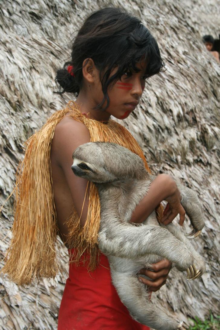 A girl and her sloth.