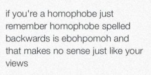 Homophobe spelled backwards is ebohpomoh