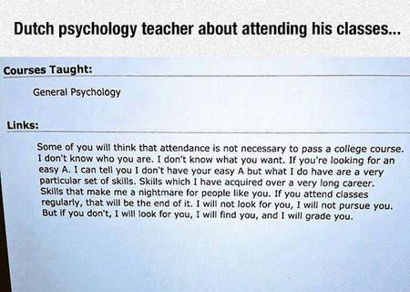 Dutch Psychology Teacher About Attending His Class