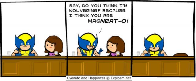 Wolverine at a bar.