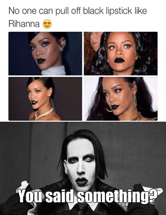 Rocking the black lipstick. 