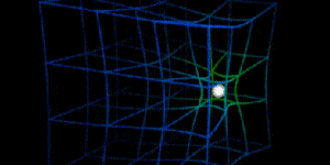 An interesting representation of how space-time curves due to mass