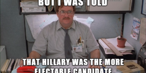 When I hear Hillary and Trump are now tied in nationwide polls