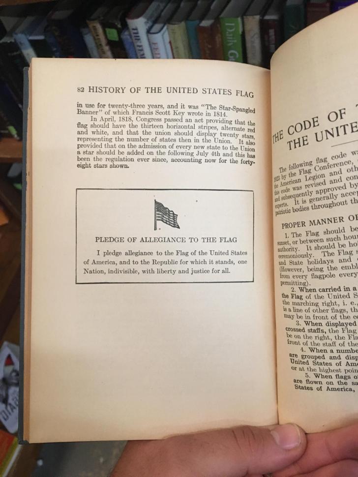 This book has the original pledge of allegiance in it.