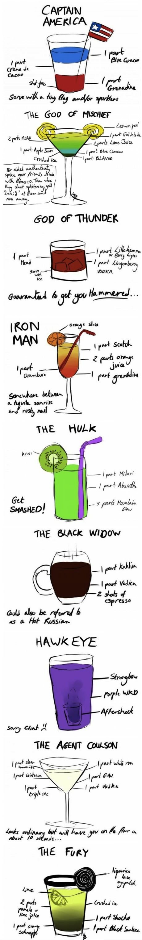 The Avengers mixed drinks.