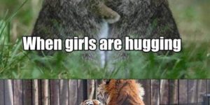 When girls hug vs. When guys hug.