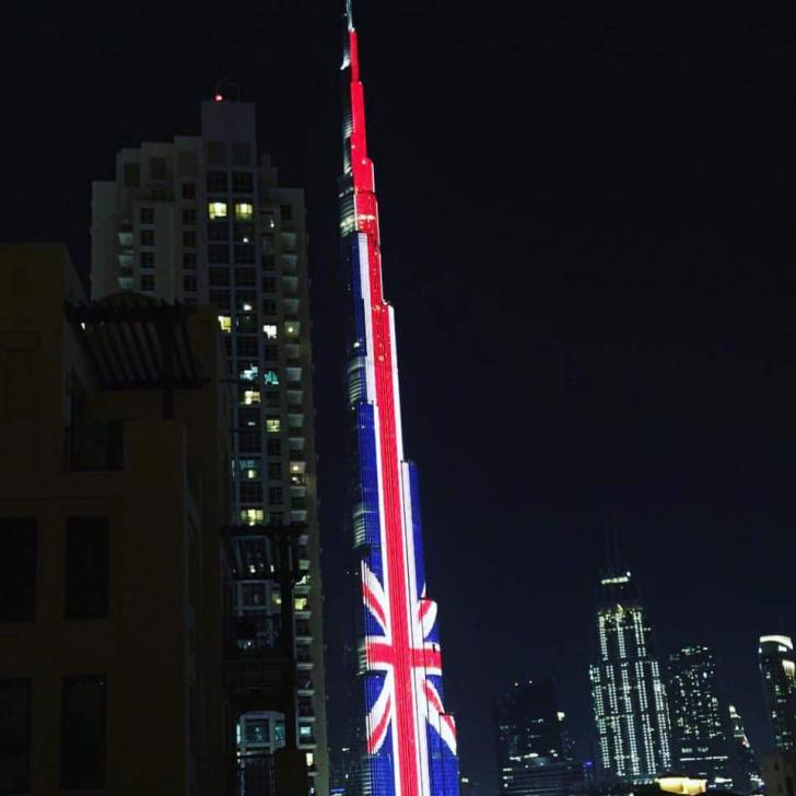 Burj Khalifa today, showing solidarity with the United Kingdom