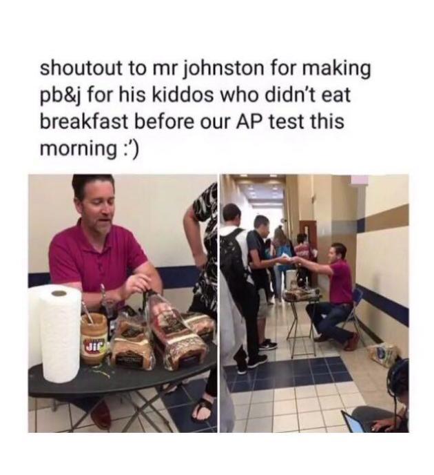 Teacher makes Sandwiches for students before their AP test.