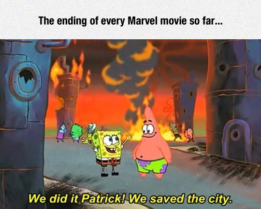 The ending to every Marvel movie...