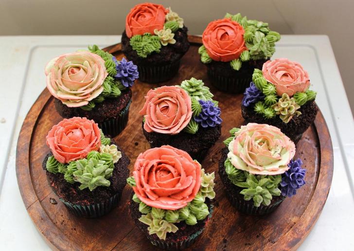 Buttercream succulent cupcakes