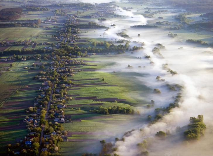 Rolling Fog in Ukrainian Town