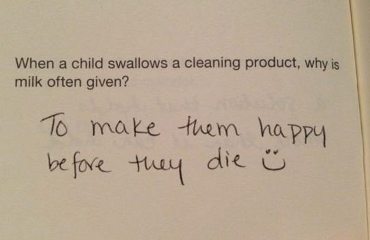 When a child swallows cleaning product...