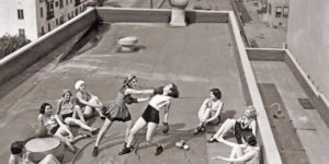 Women boxing on a roof in LA, circa 1933