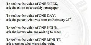 The value of time.