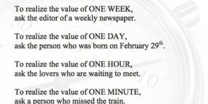The value of time.