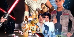 Someone recreated the episode VII poster with stock photos of people in Star Wars costumes from Party City.