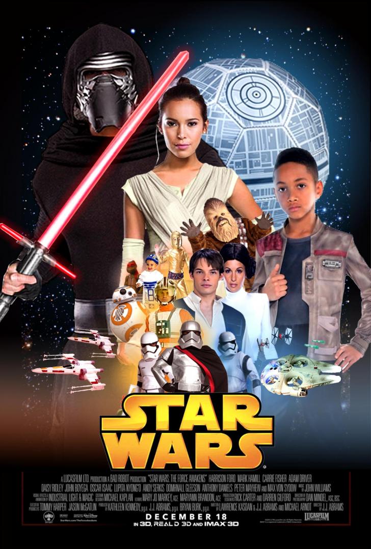 Someone recreated the episode VII poster with stock photos of people in Star Wars costumes from Party City.