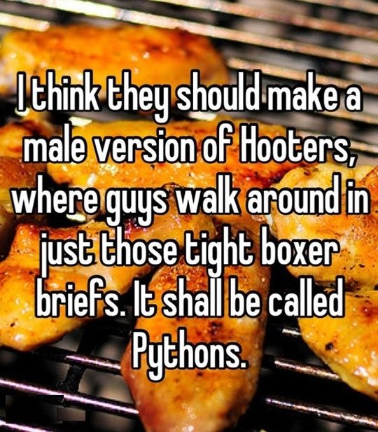 A male version of Hooters.