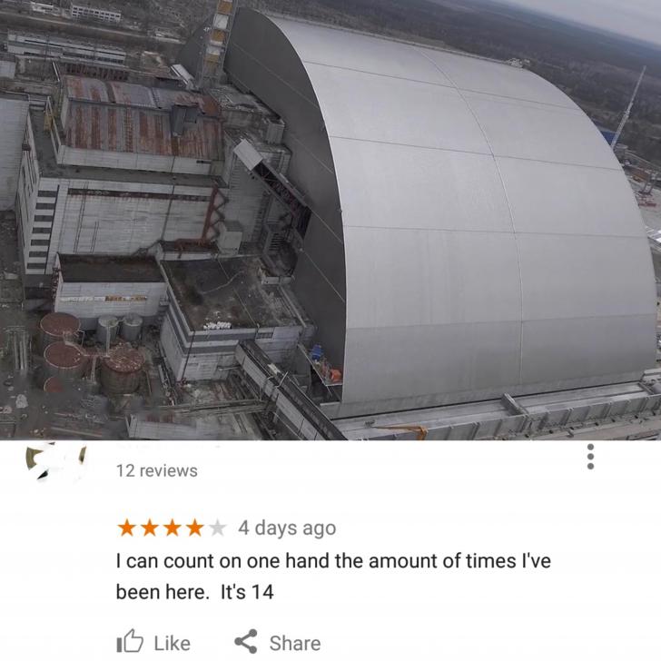 Google review of the Chernobyl sarcophagus