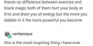 exercising and black magic