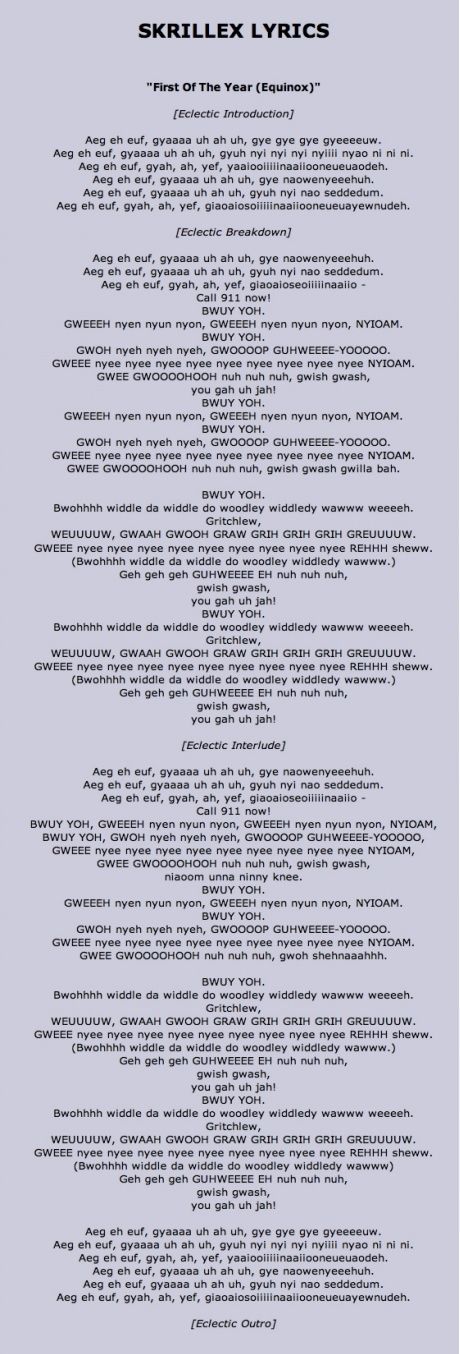 Skrillex lyrics.