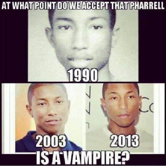 Pharrell is a vampire.