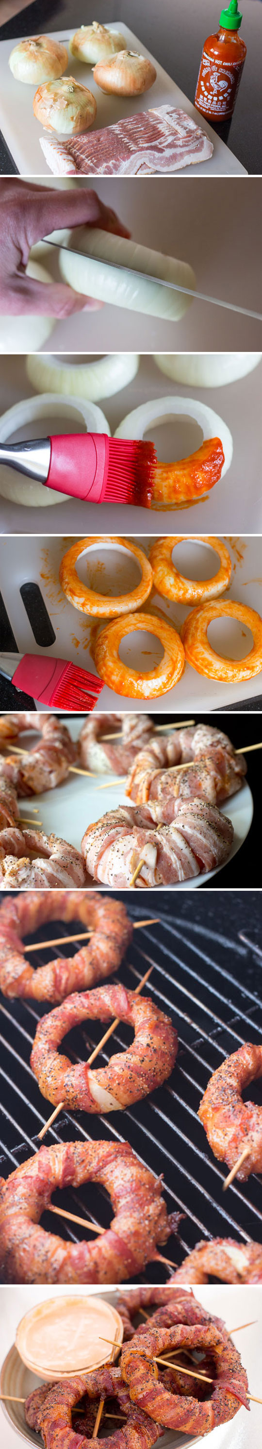 Bacon wrapped onion rings.