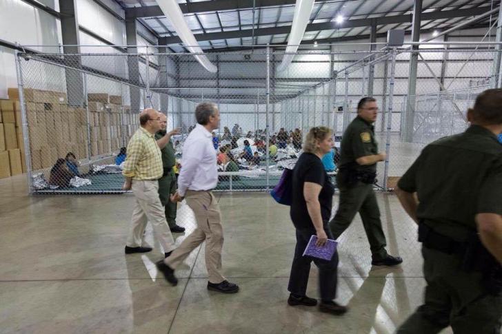 Detained children awaiting processing and entry into the USA.