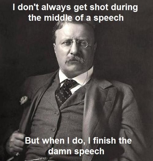 I don't always get shot during the middle of a speech...