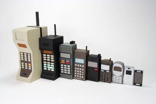 Cell phones through the ages.